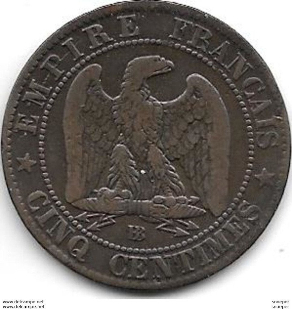 france 5 centiemes 1864 BB km797.2 fr+, Verzenden, Frankrijk, Losse munt