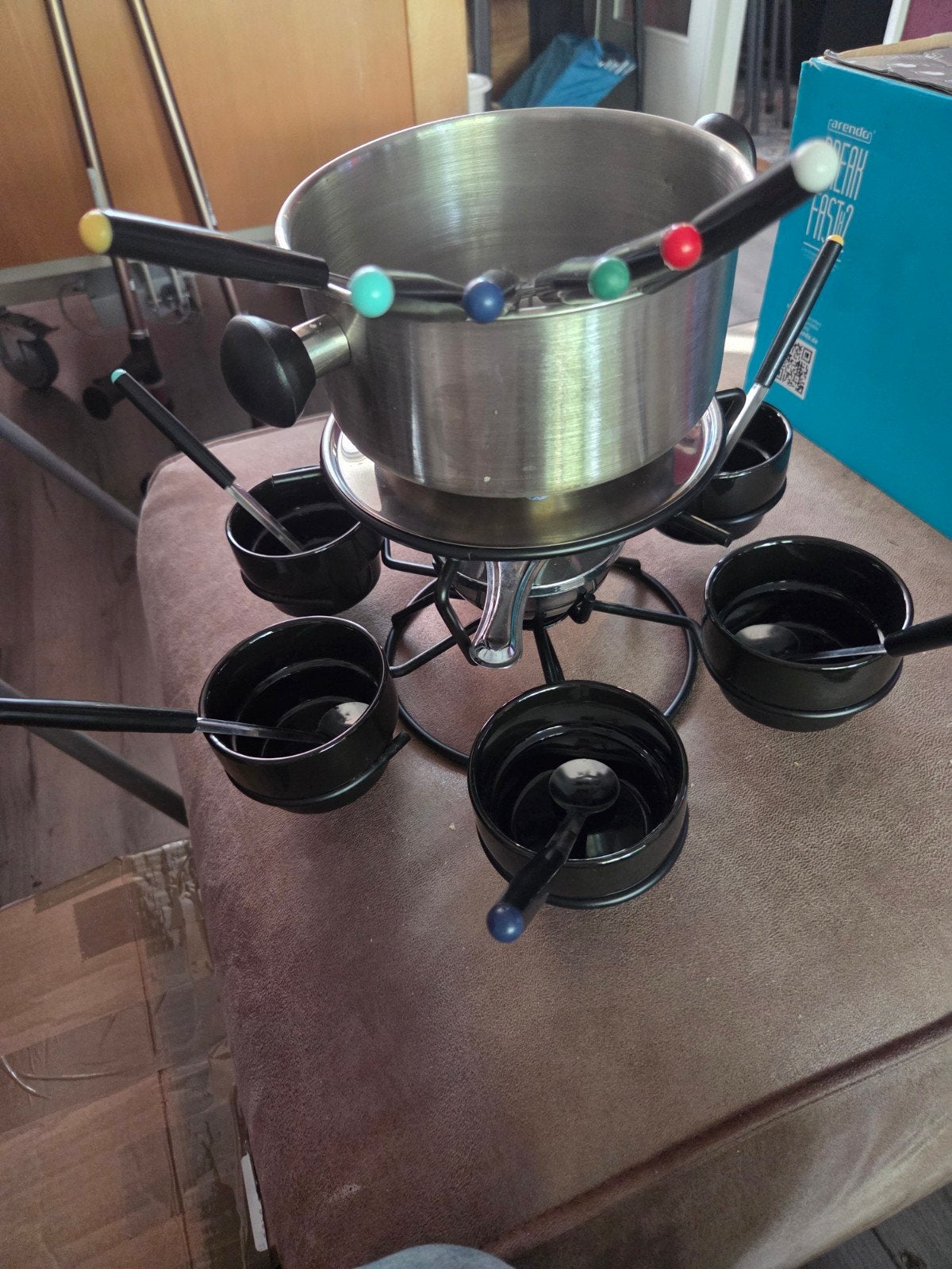 6-delige Fondueset - Slechts 1x Gebruikt, Ophalen of Verzenden, Zo goed als nieuw, Brander, Fondueset