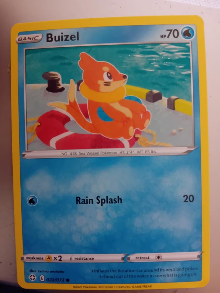 Pokémon Kaart Buizel (022/072) - Basic HP70, Ophalen of Verzenden, Zo goed als nieuw, Losse kaart, Foil