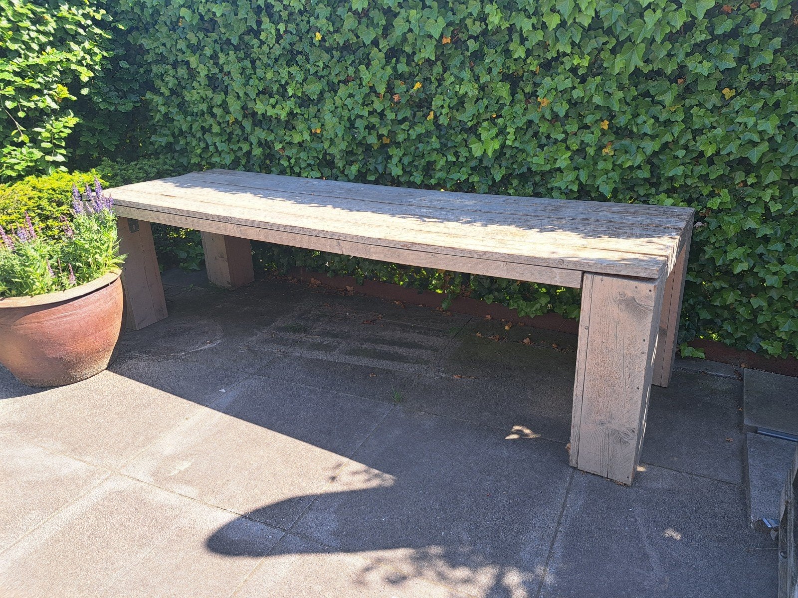 Steigerhouten tuintafel 96x300, Ophalen, Gebruikt, Rechthoekig, Hout