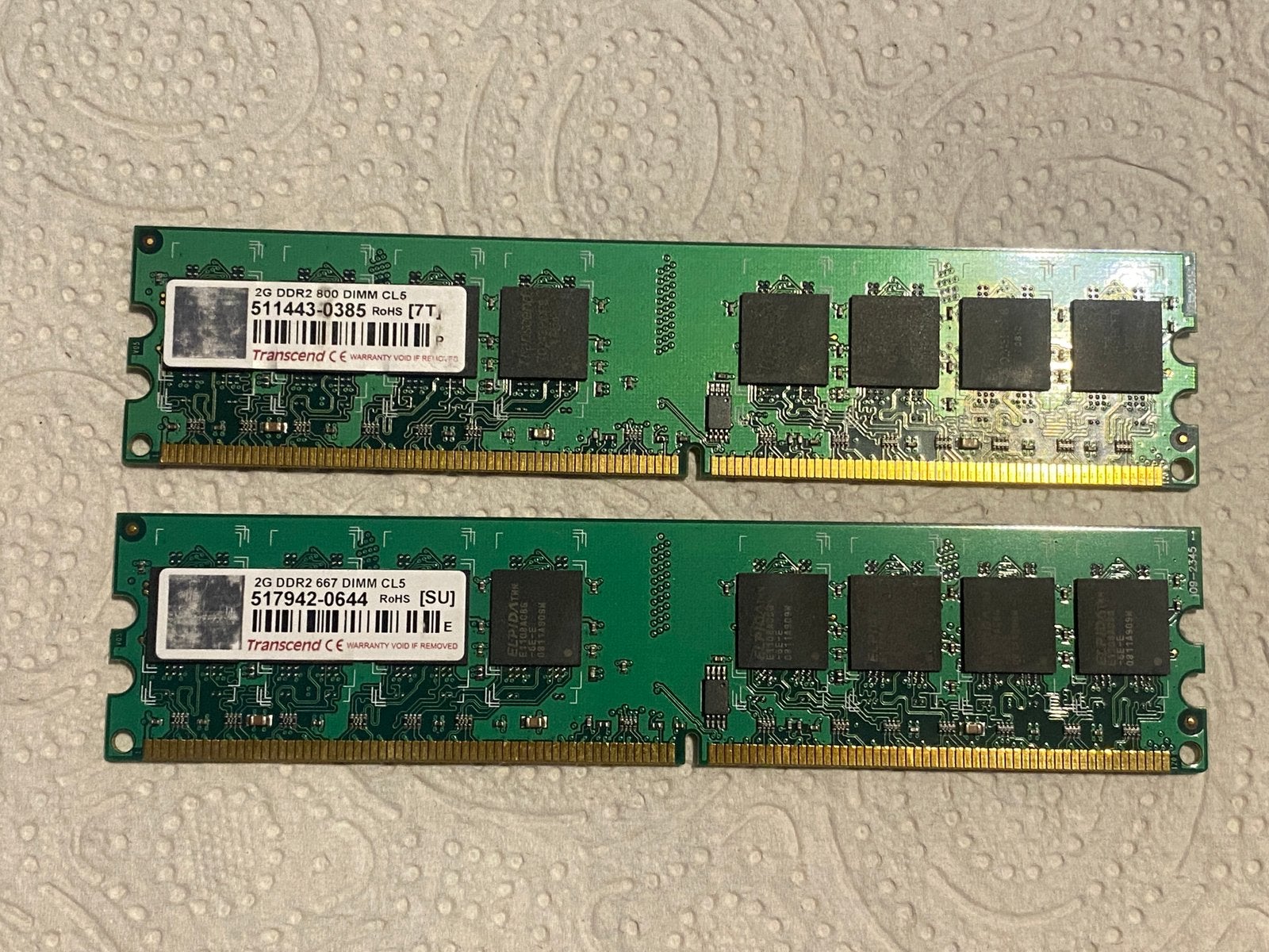 RAM Geheugen 2x2GB RDD2, Ophalen, Zo goed als nieuw, Desktop