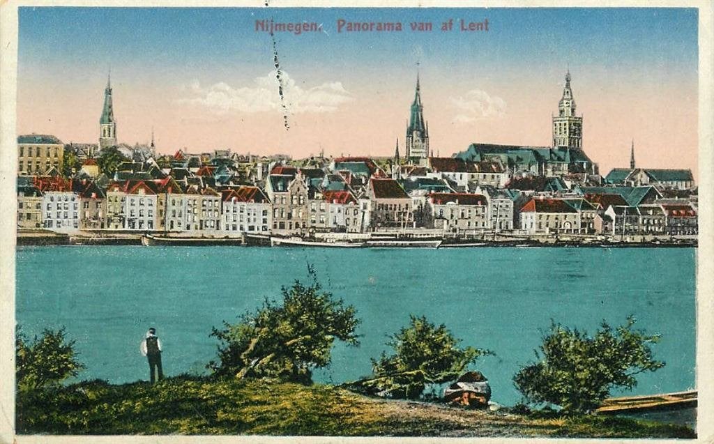 388-284-015 Nijmegen Panorama vanaf Lent, Verzamelen, Ansichtkaarten | Nederland, Verzenden, Voor 1920, Gelderland