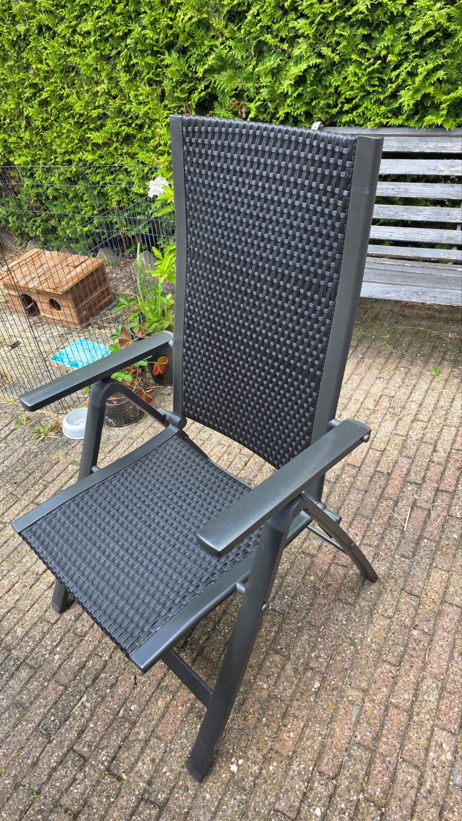 4 Tuinstoelen met kussens - PR & Design, Tuin en Terras, Ophalen, Gebruikt, Metaal, Verstelbaar