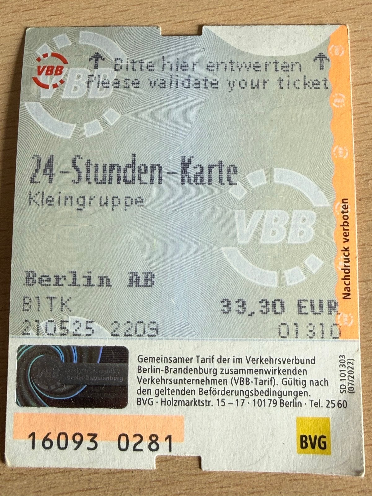 OV kaarten Berlijn, Tickets en Kaartjes, Eén persoon, Bus, Metro of Tram, Algemeen kaartje