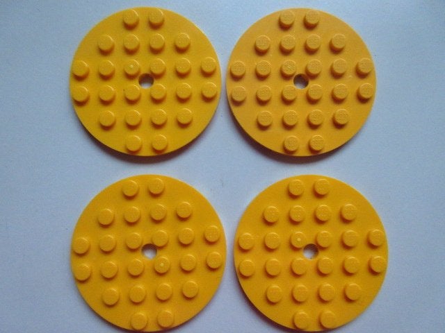 nr. 9374, 4 Bright light orange ronde platen, 6x6, Ophalen of Verzenden, Zo goed als nieuw, Lego