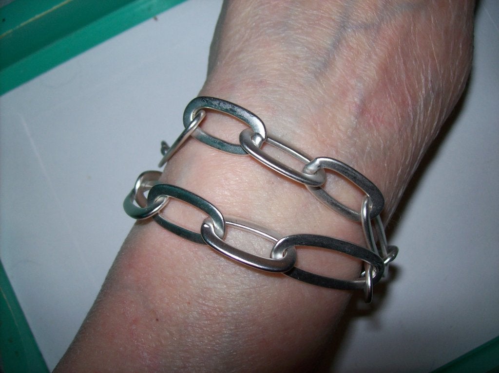 Armband Zilvertint Metaal Schakel Mooi model, Staal, Verzenden, Nieuw, Met bedels of kralen