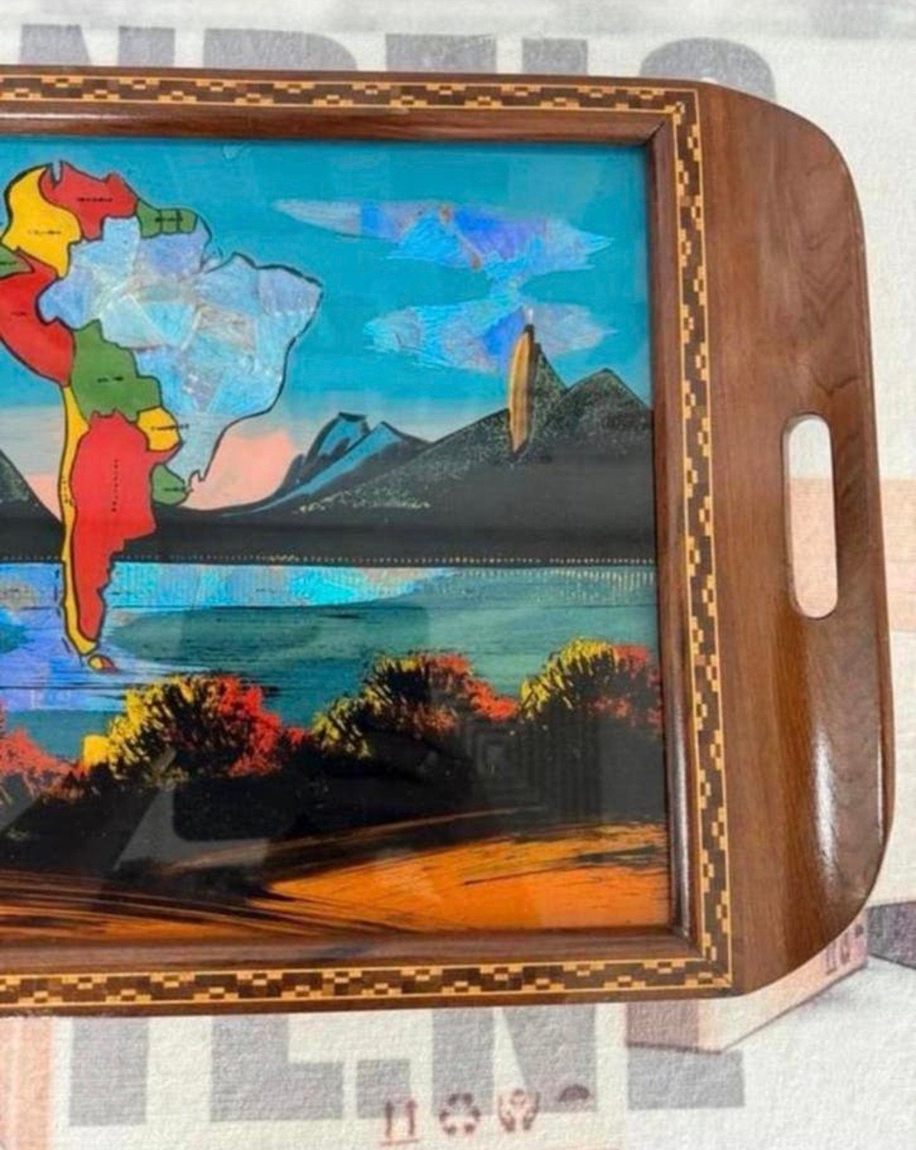 Antiek Braziliaanse Houten Dienblad Zuid-Amerika 1920-1930, Antiek en Kunst, Ophalen of Verzenden