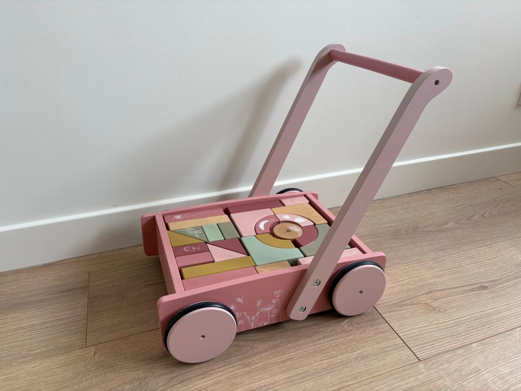 Little Dutch Blokkenkar/ loopkar/ loopwagen, Kinderen en Baby's, Speelgoed | Houten speelgoed, Ophalen, Zo goed als nieuw, Duw- of Trekspeelgoed