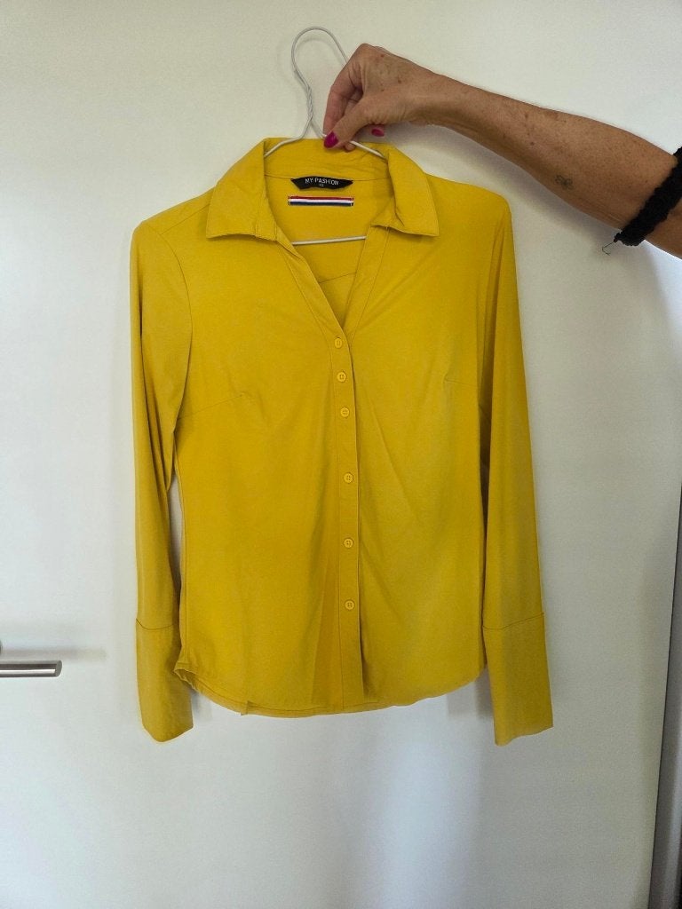 My Pashion gele blouse van travelstof XS, Kleding | Dames, Geel, Ophalen of Verzenden, Zo goed als nieuw, Maat 34 (XS) of kleiner