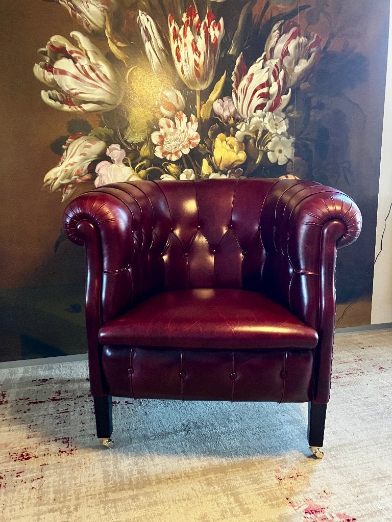 Poltrona Frau Fumoir Fauteuil, Ophalen, Zo goed als nieuw, 75 tot 100 cm, Leer