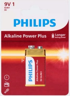 Philips 9 V Volt -- Alkaline -- Power 6LR61 - Blok Batterij, Ophalen of Verzenden, Nieuw