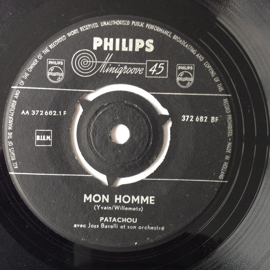 Patachou Mon Homme Le Gamin De Paris 7" 50s chanson France, Gebruikt, Voor 1960, 7 inch, Single