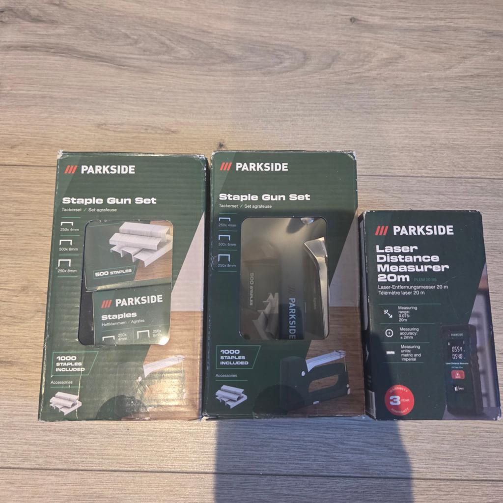 Parkside Nietpistool Set & Laser Afstandsmeter 20m, Ophalen, Nieuw