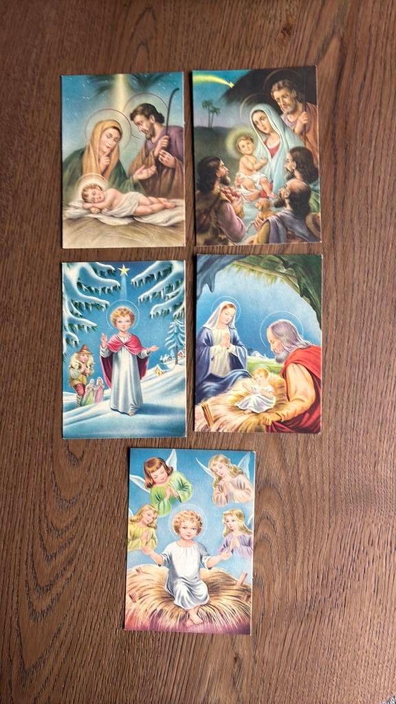 5 kaarten. Religieuze afbeeldingen. Kerst, Ophalen of Verzenden, 1960 tot 1980, Overige thema's