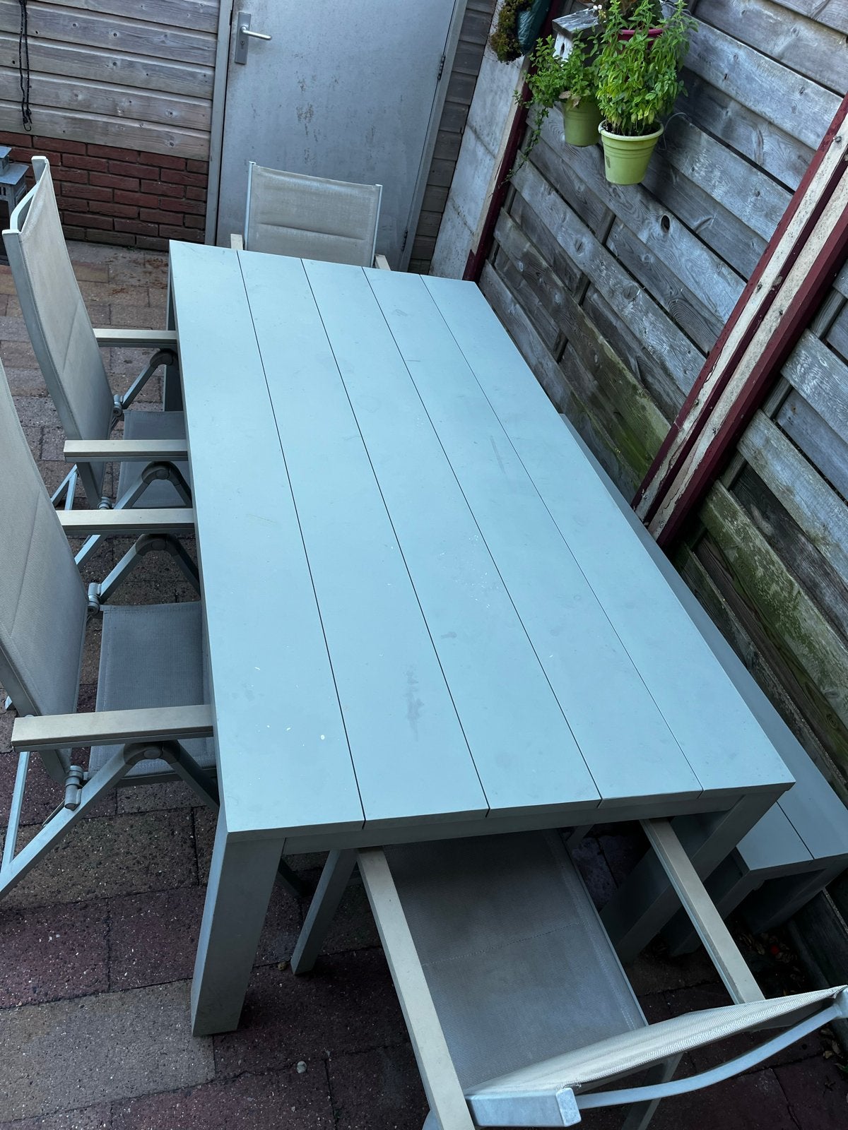 Tuinset met stoelen en bank, Tuin en Terras, Ophalen, Gebruikt, Aluminium, 8 zitplaatsen