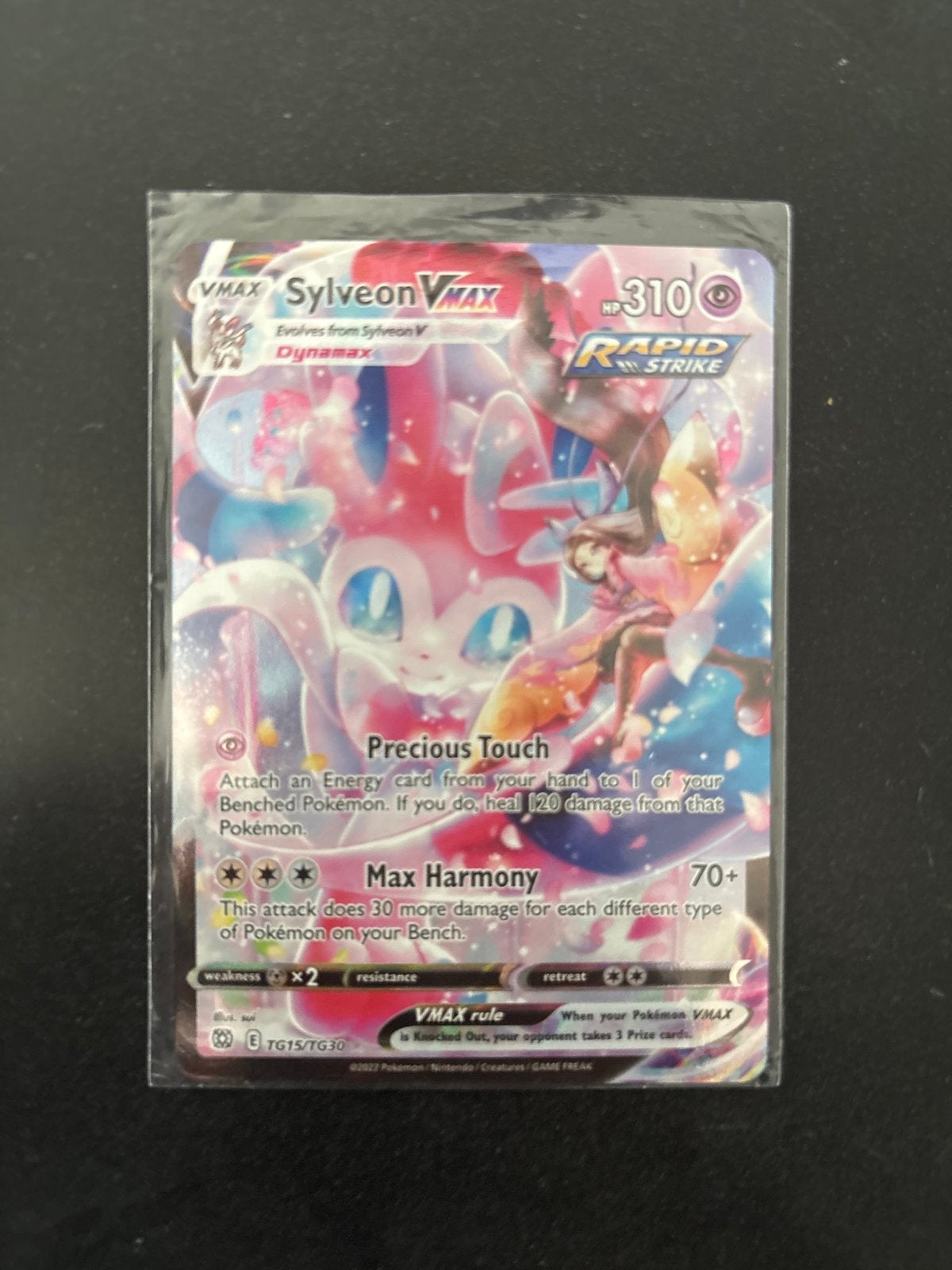 Sylveon VMAX Evolving Skies pokemon( betere foto’s in chat), Ophalen, Zo goed als nieuw, Losse kaart, Foil