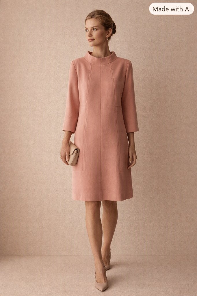 Natan Edition 5 nude roze jurk 38 Quiet Luxury Old Money, Maat 38/40 (M), Verzenden, Zo goed als nieuw, Knielengte