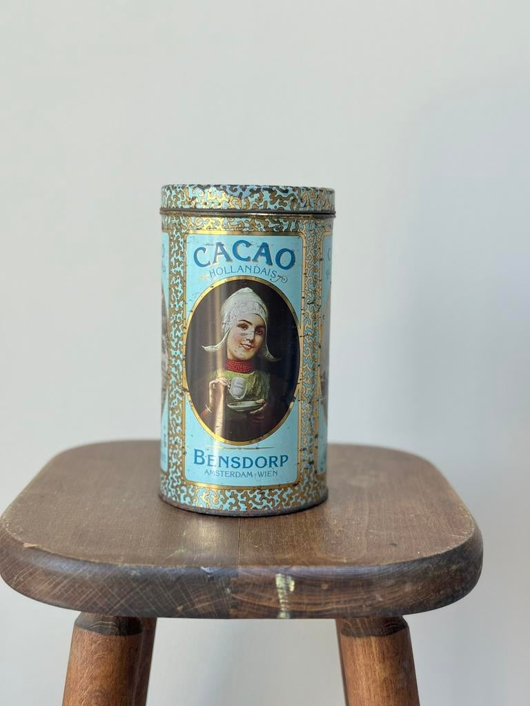 Antiek cacao blik Bensdorp Amsterdam Wien art nouveau, Verzamelen, Blikken, Ophalen of Verzenden, Gebruikt, Overige, Overige merken