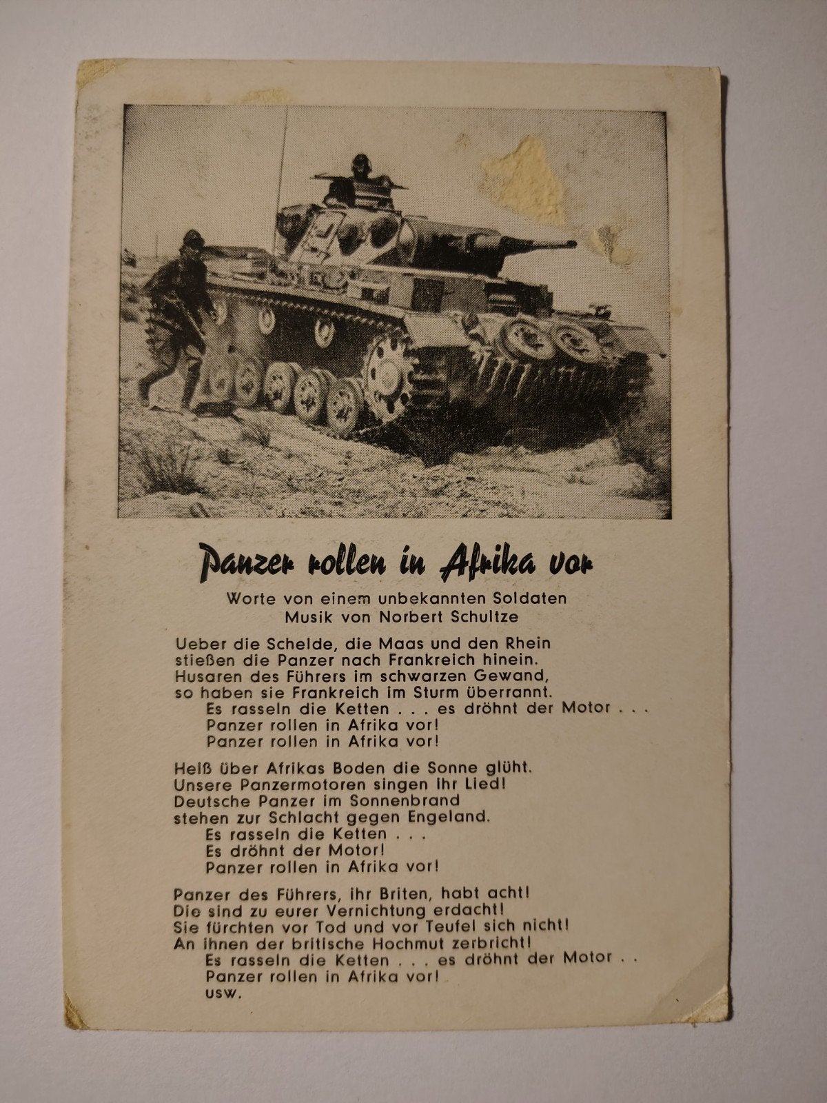 Panzer rollen in Afrika vor Ansichtkaart, Verzamelen, Militaria | Tweede Wereldoorlog, Ophalen of Verzenden