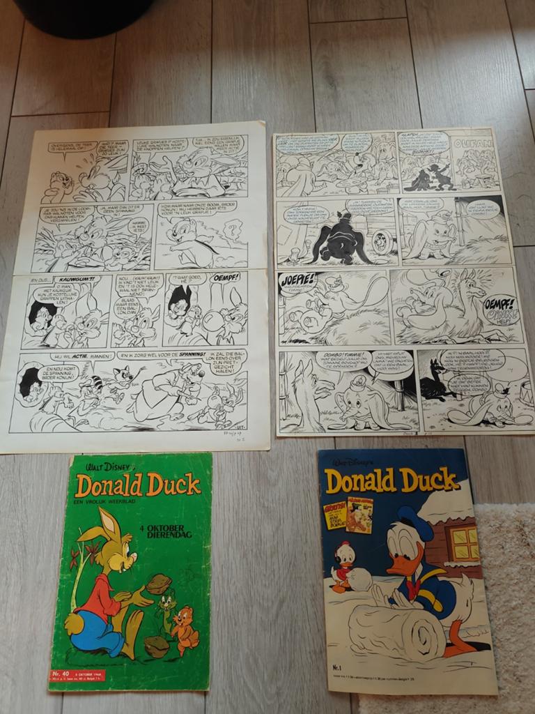 Originele tekening van broer Konijn en dombo, 1968 en 1982, Eén stripboek, Ophalen of Verzenden