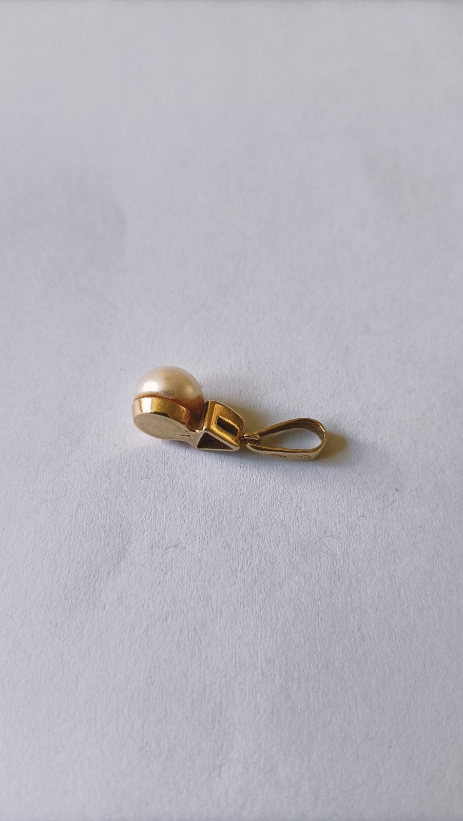 Gouden hanger met zoetwaterparel en Zirconia, 14 krt, Verzenden, Goud, Hanger, Met edelsteen