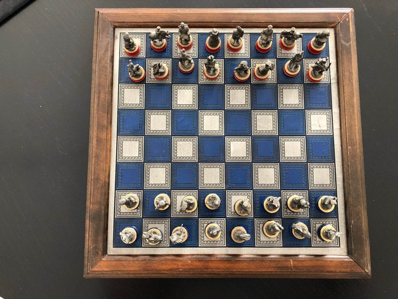 Tinnen Schaakspel Slag bij Waterloo met Napoleon en tafel, Ophalen, Zo goed als nieuw