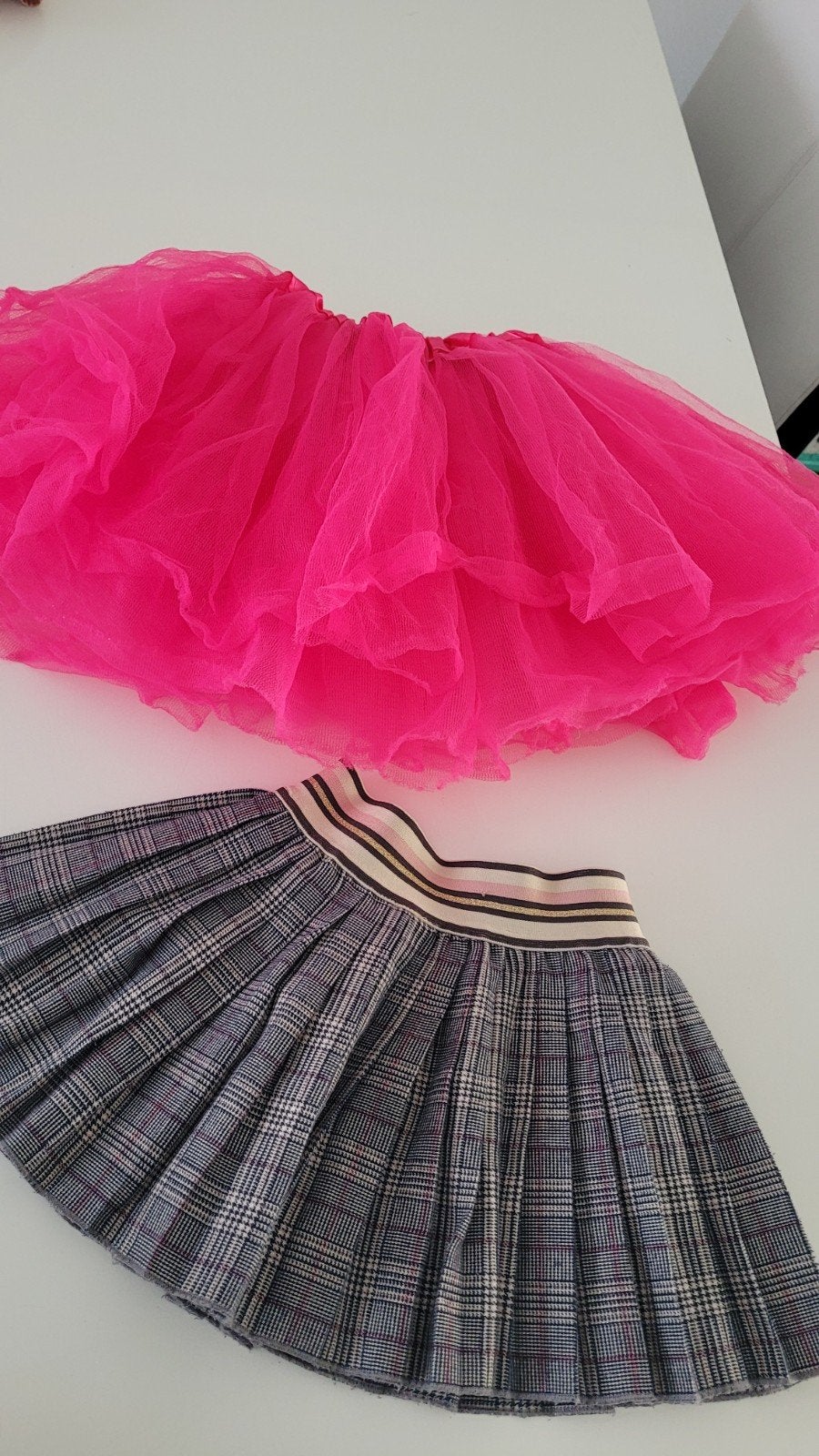 Roze Tule Rok & Geruite Plissé Rok - Maat 34 (XS), Ophalen of Verzenden, Roze, Maat 34 (XS) of kleiner, Boven de knie