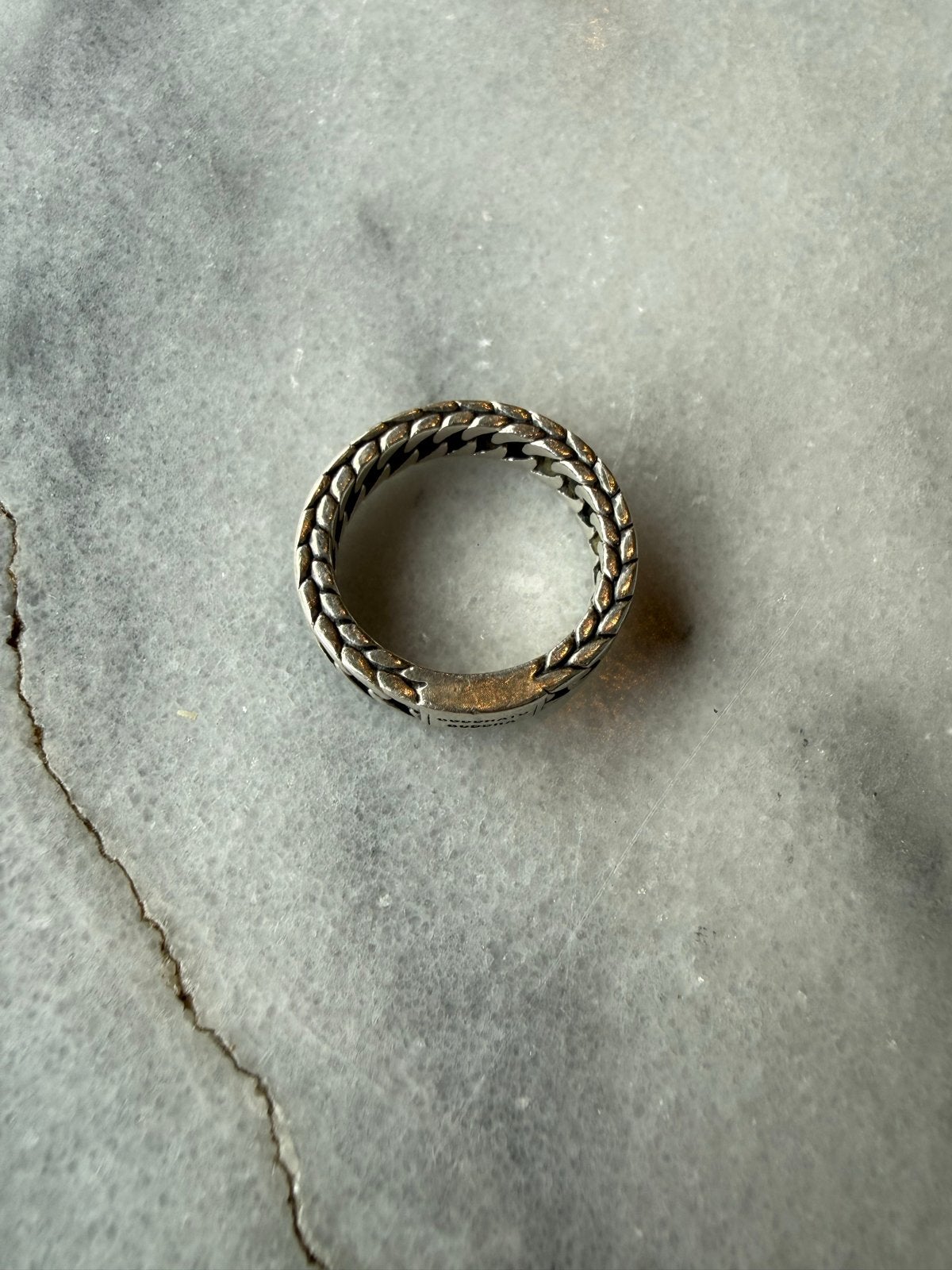 Buddha to Buddha ring, zilveren schakelring, 18 tot 19, Gebruikt, Ophalen of Verzenden, Dame of Heer