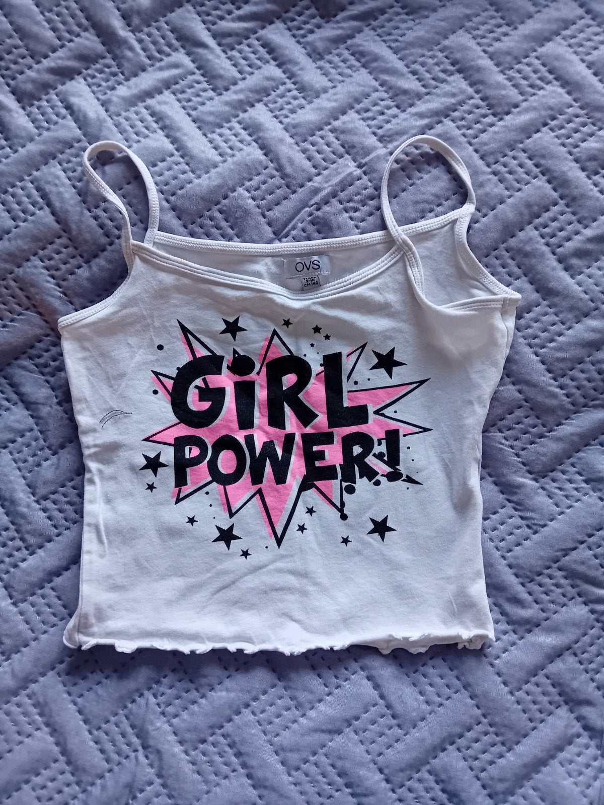 OVS Crop Top 'Girl Power' - Maat 134-140 (9-10 jaar), Meisje, Zo goed als nieuw, Shirt of Longsleeve, OVS
