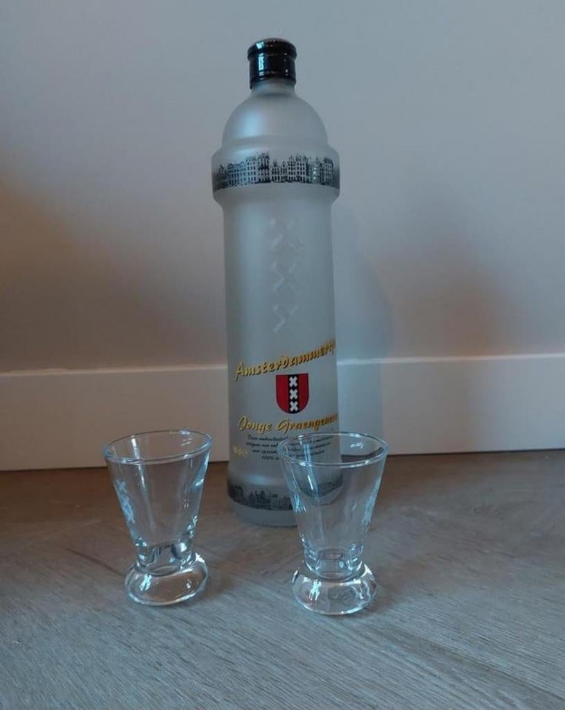 Amsterdam bols fles en 2 glaasjes, Verzamelen, Ophalen of Verzenden, Borrel- of Shotglas