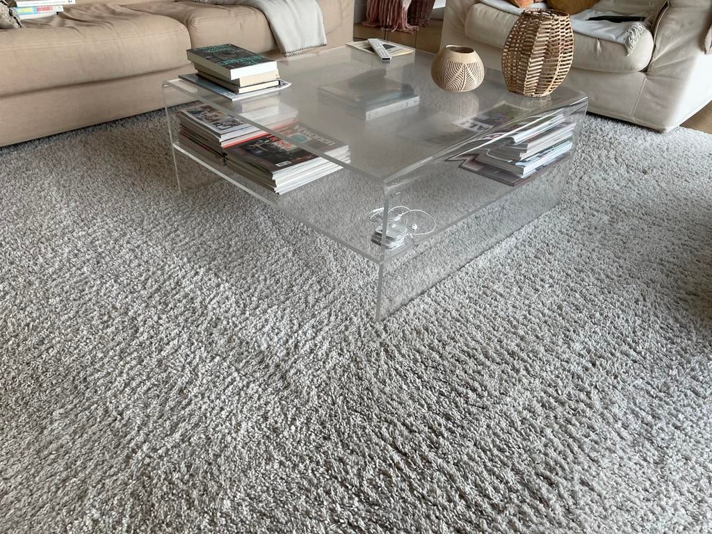 Salontafel (plexiglas), Huis en Inrichting, Overige materialen, Gebruikt, 50 tot 100 cm, Vierkant
