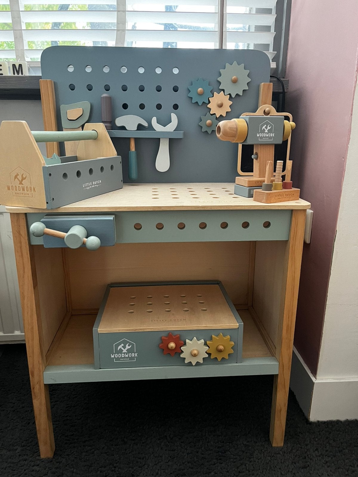 Little dutch werkbank + boor + woodwork bak, Ophalen, Zo goed als nieuw