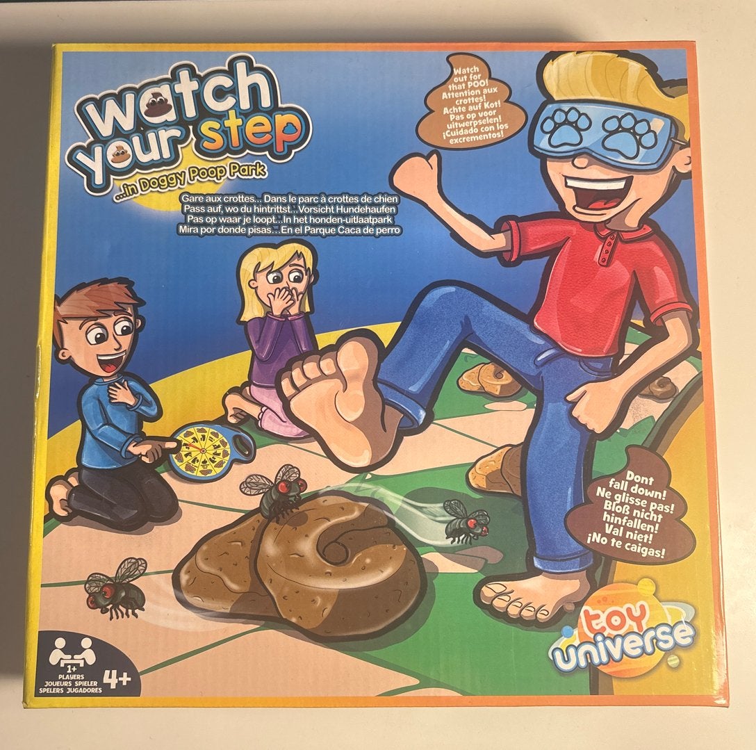 Watch Your Step: In Doggy Poop Park - Grappig familiespel, Hobby en Vrije tijd, Drie of vier spelers, Ophalen of Verzenden, Zo goed als nieuw
