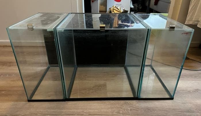 Aquarium setje van 3 mooie bakken met deksels, Dieren en Toebehoren, Ophalen, Leeg aquarium