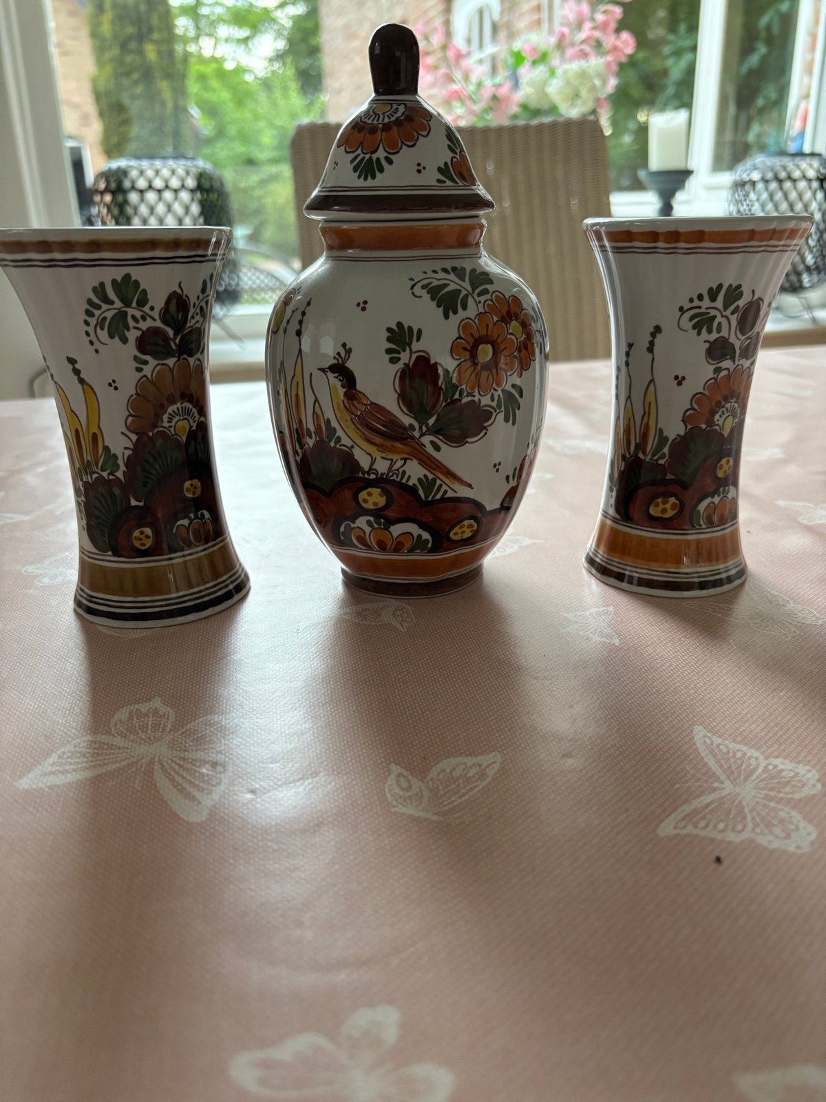 Delfts Blauw aardewerk set: pot met deksel en vazen, Antiek en Kunst, Ophalen of Verzenden