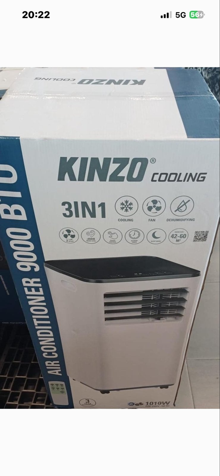 Kinzo Cooling 3-in-1 Mobiele Airco 9000 BTU, Ophalen, Minder dan 60 m³, 2 snelheden, Timer