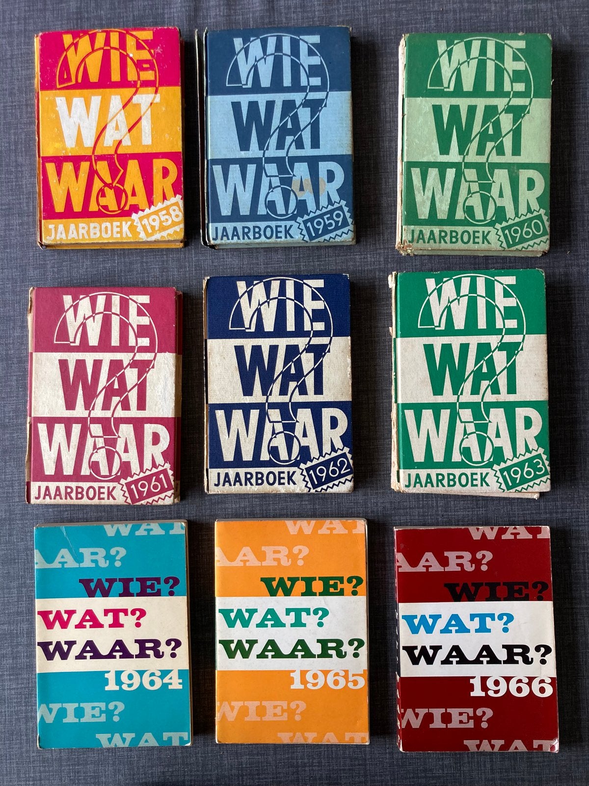 Wie wat waar - jaarboeken - 1958-1966, Diverse auteurs, Ophalen of Verzenden, 20e eeuw of later, Gelezen