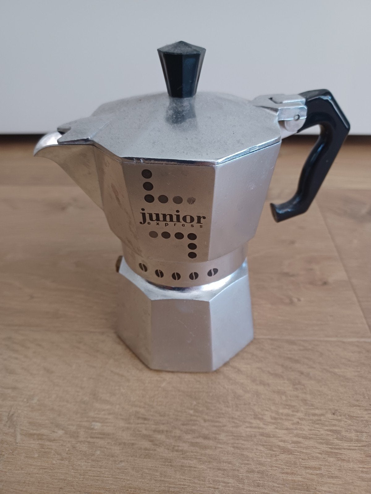 Percolator/Moka Pot/Espressopotje Bialetti Junior Express, Witgoed en Apparatuur, Stoompijpje, Espresso apparaat, Nieuw, Gemalen koffie