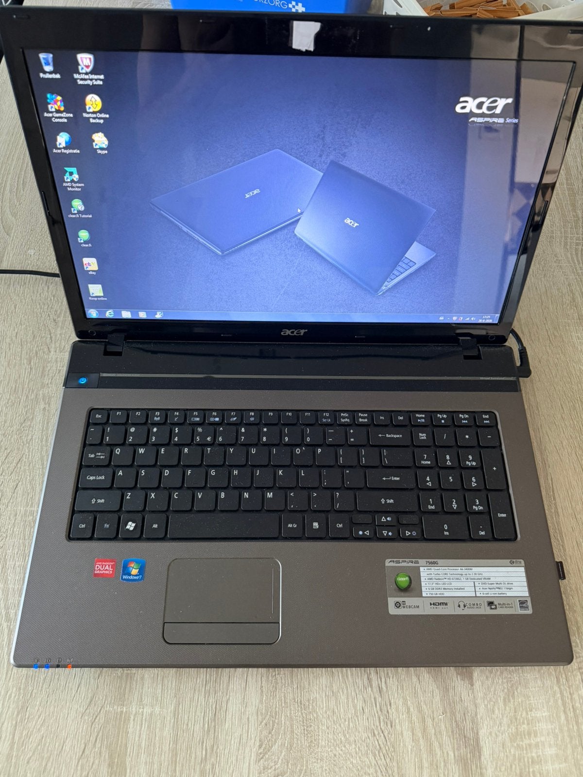 Acer Aspire 5760G laptop zwart 17,3inch 750gb, Computers en Software, Windows Laptops, Ophalen of Verzenden, Gebruikt, 17 inch of meer