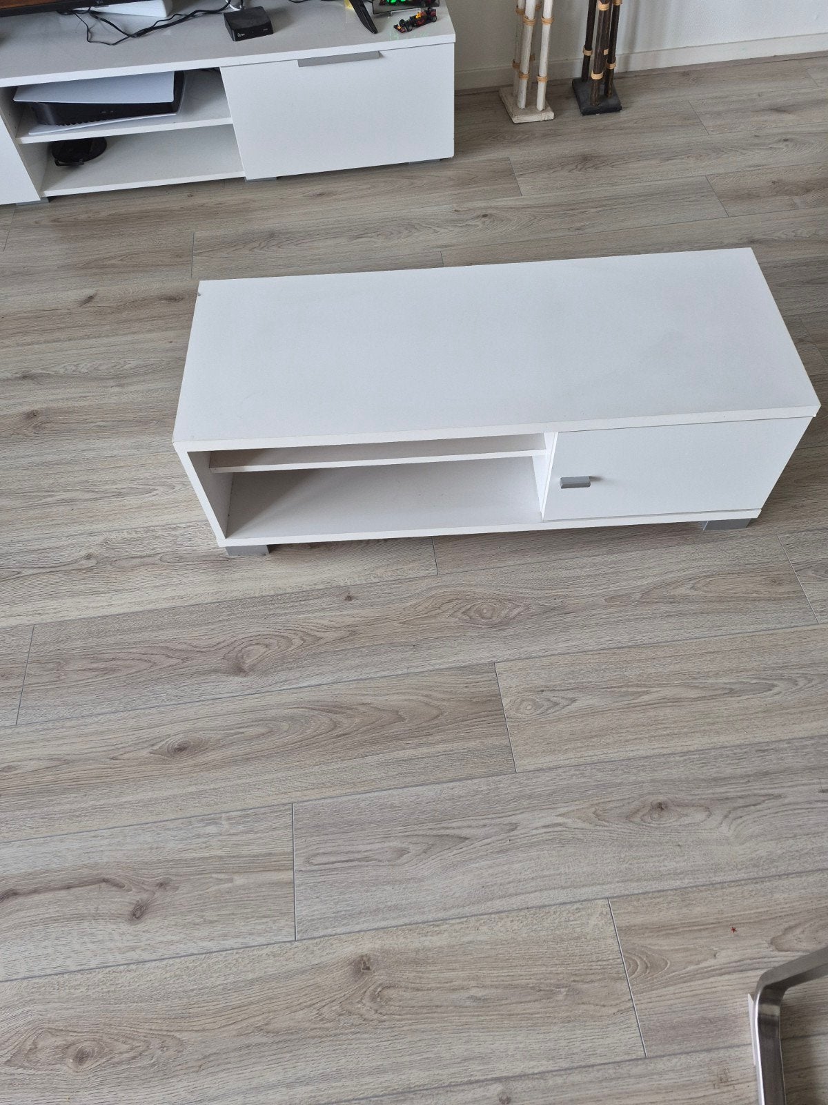 Witte salontafel met opbergruimte, Ophalen, Gebruikt, 100 tot 150 cm, Minder dan 100 cm