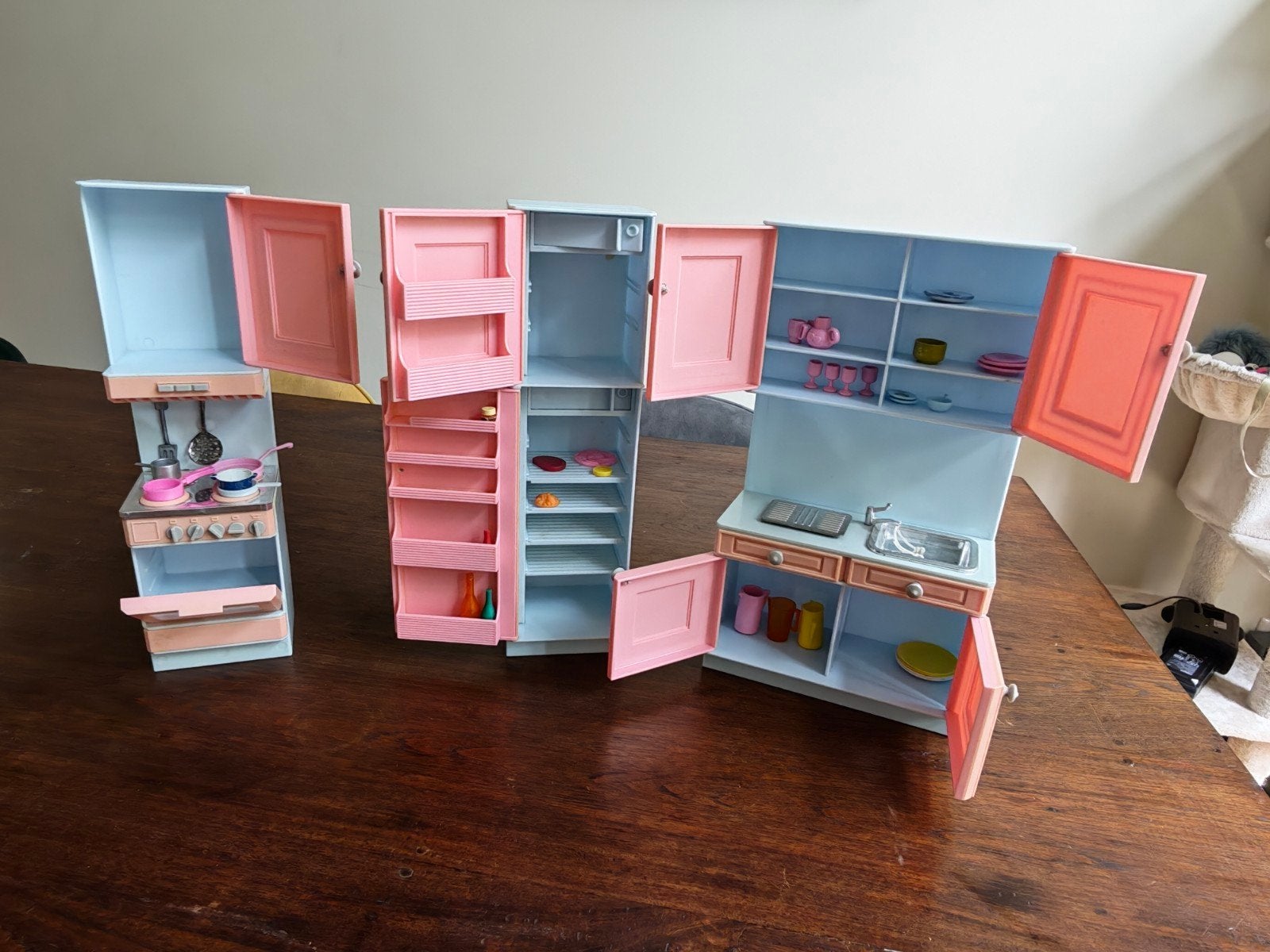 Vintage Sindy Poppenhuis Keuken Set - Roze & Blauw, Ophalen of Verzenden, Gebruikt, Poppenhuis