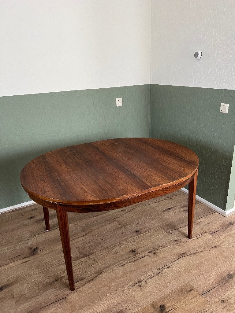 Vintage uitschuifbare eettafel palissander (jaren 70), Gebruikt, Midcentury modern, 200 cm of meer, Vijf personen of meer