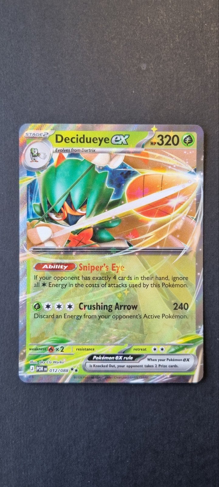 Decidueye EX POR 012 excellent, Ophalen of Verzenden, Gebruikt, Losse kaart