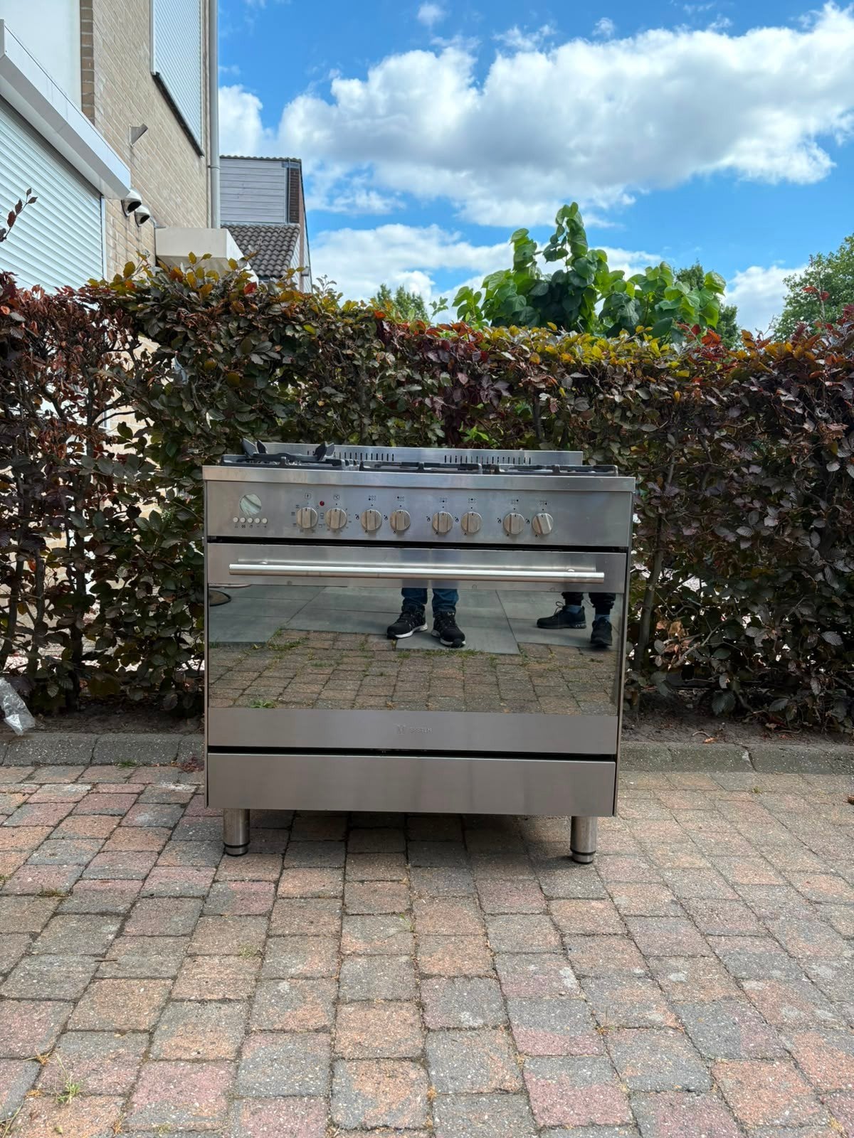 M-System MFT-96 IX 90 cm Gasfornuis 6 Branders & Oven, Gebruikt, Ophalen of Verzenden, Warmhoudplaat, Gas