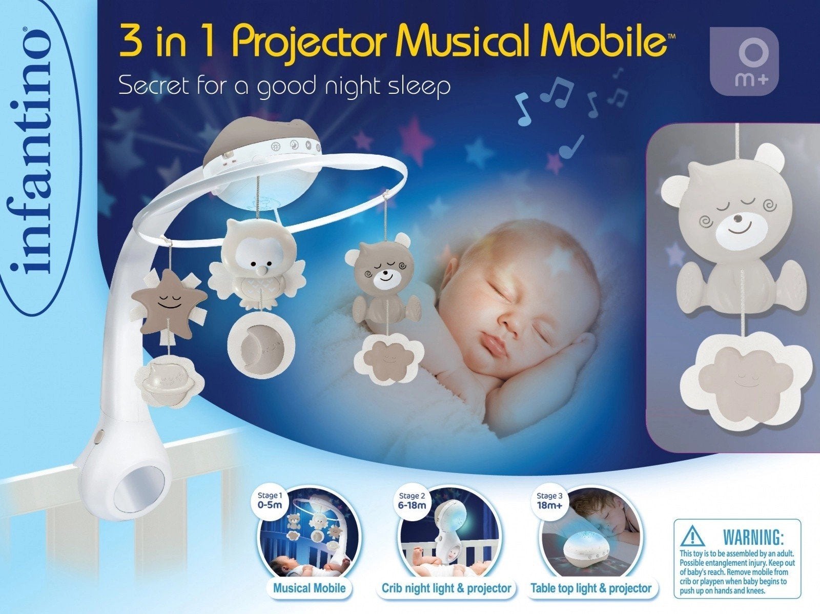 Infantino 3-in-1 Projector Muziekmobiel, Ophalen of Verzenden, Zo goed als nieuw, Mobiel, Met licht