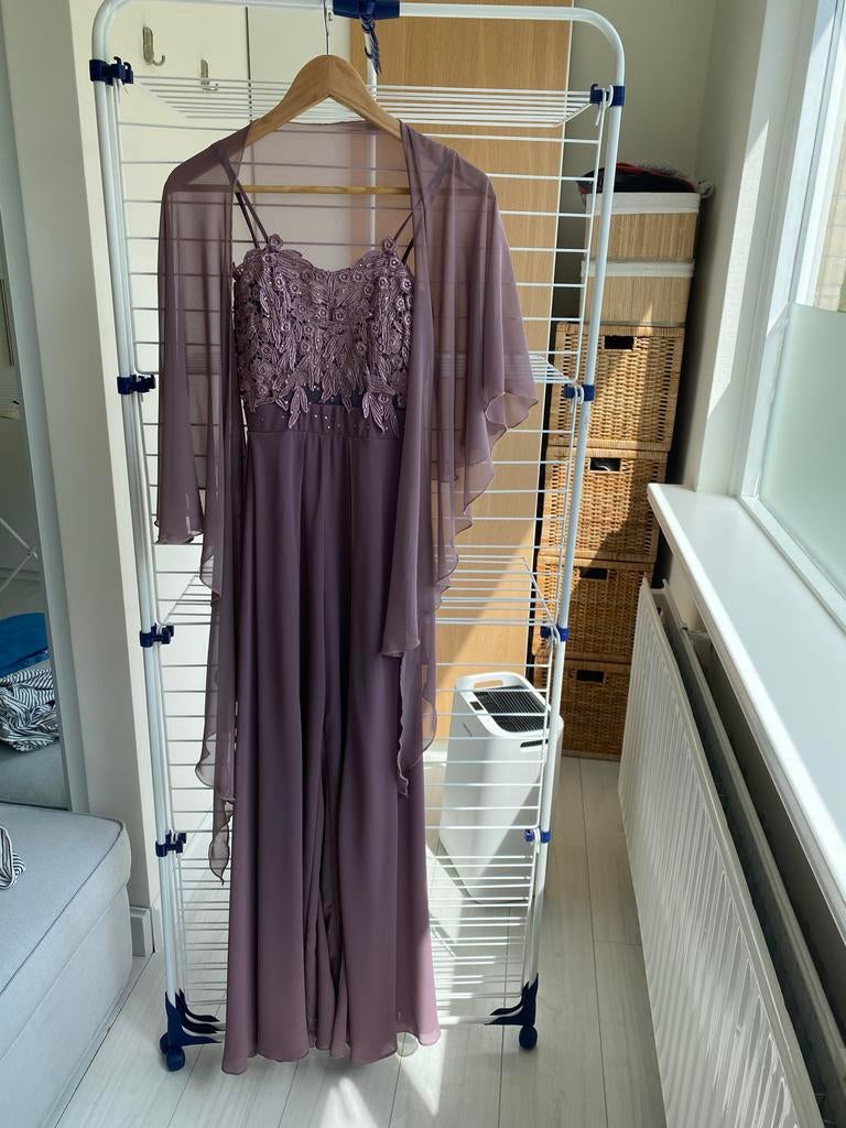 Oudroze jumpsuit met omslagdoek maat s, Overige typen, Ophalen of Verzenden, Zo goed als nieuw, Roze
