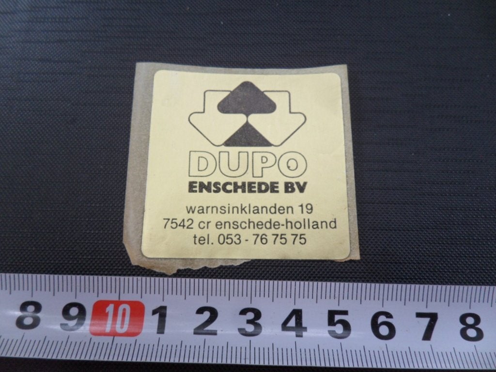 sticker folie DUPO enschede bv warnsinklanden 19, Ophalen of Verzenden, Zo goed als nieuw