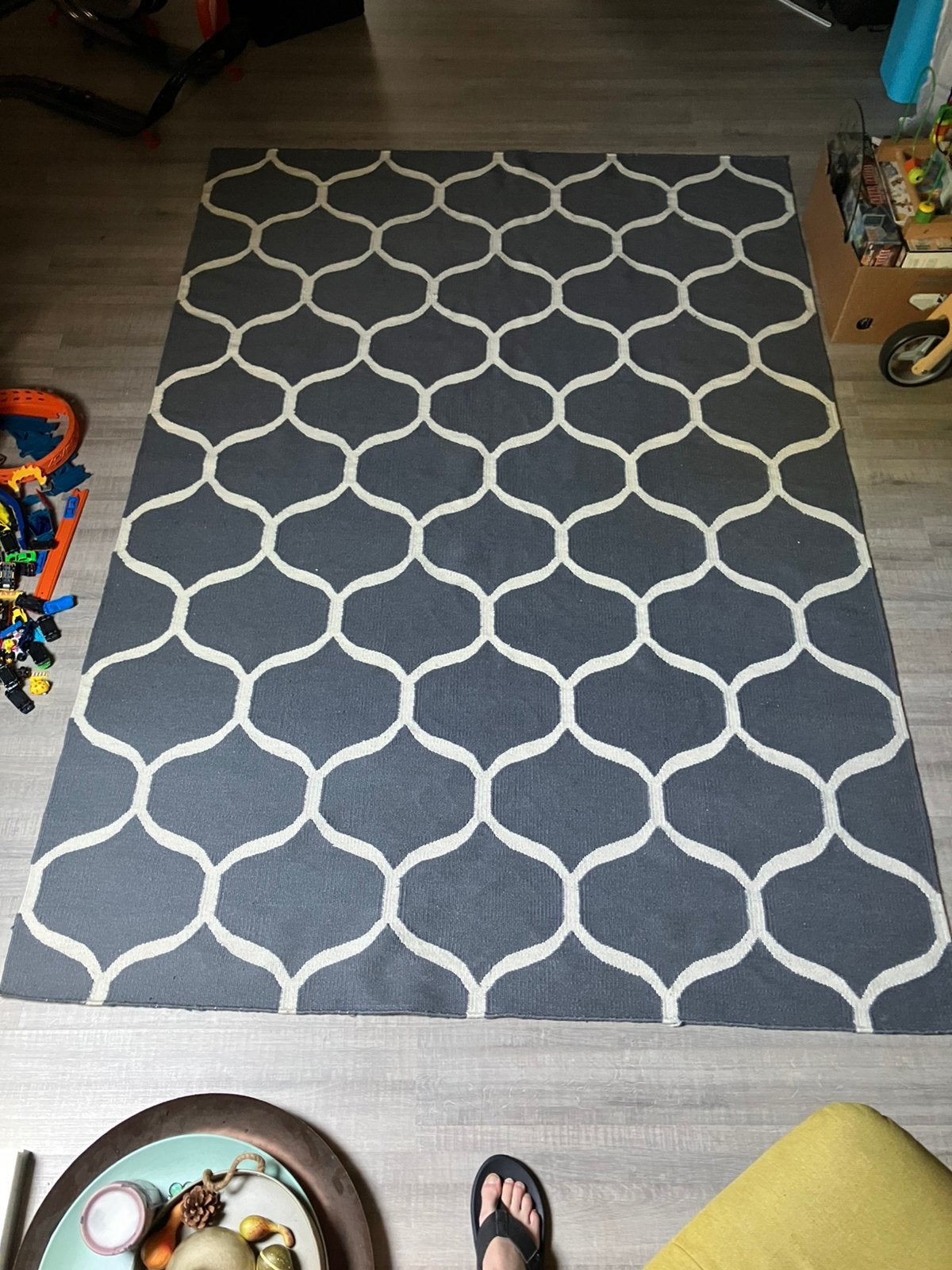 Tapijt met patroon beige/donker grijs 240x170, Ophalen, Gebruikt, Grijs, 150 tot 200 cm