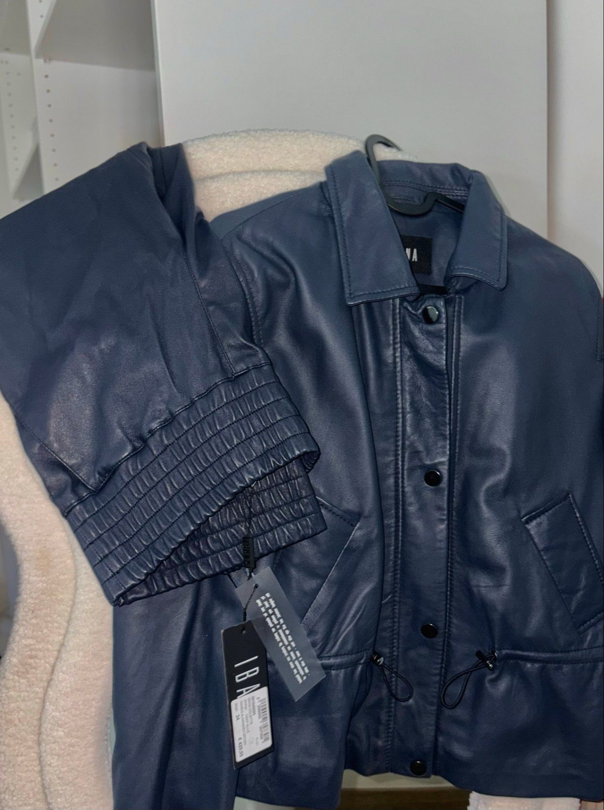 IBANA Leren Broek en Jasje Set - Nieuwstaat, Blauw, Nieuw, Ophalen of Verzenden, Maat 36 (S)