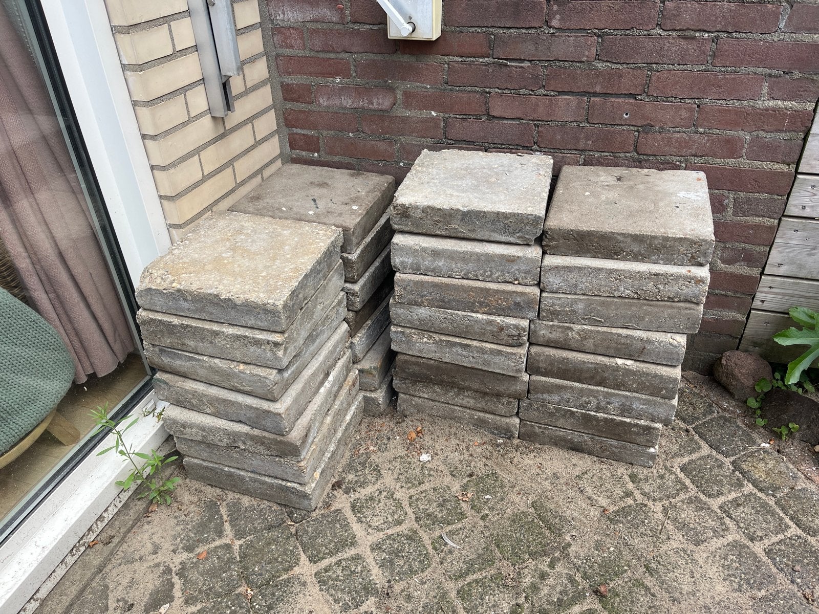 Gebruikte betonnen terrastegels - 30x30x7 cm, Tuin en Terras, Tegels en Klinkers, Ophalen, Gebruikt, 5 tot 10 m², Beton